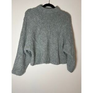Abercrombie‎ Fitch Gray Fuzzy Knit Mock Neck Cropped Sweater Women's S M